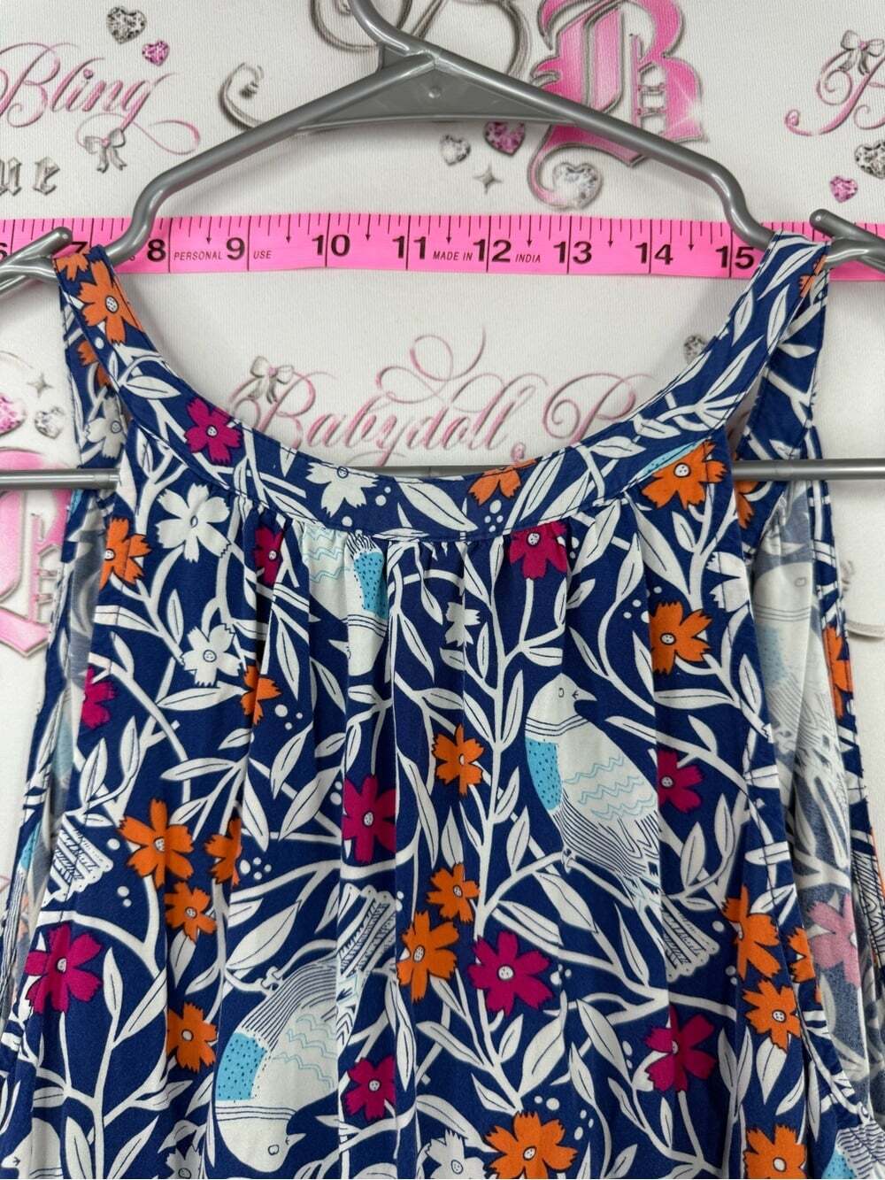 Old Navy Blue Floral Maxi Dress with Orange & Pink Accents - Picture 7 of 16